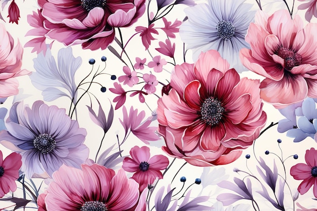 Pattern Watercolor vector art painting illustration flower pattern textile ornamental ornate