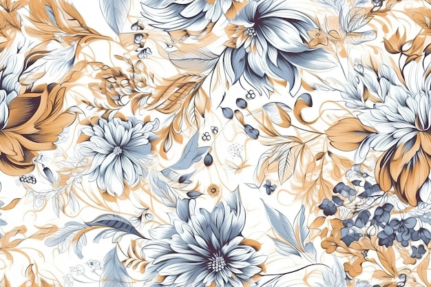 Pattern Watercolor vector art painting illustration flower pattern textile ornamental ornate