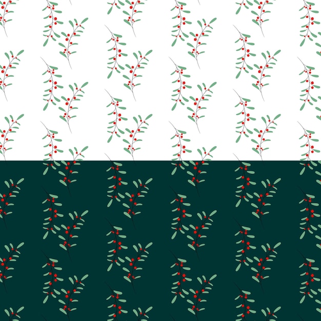 Pattern With berries and leaves. New Year's textiles.