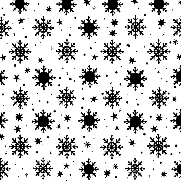 Vector a pattern with black and white snowflakes on a white background