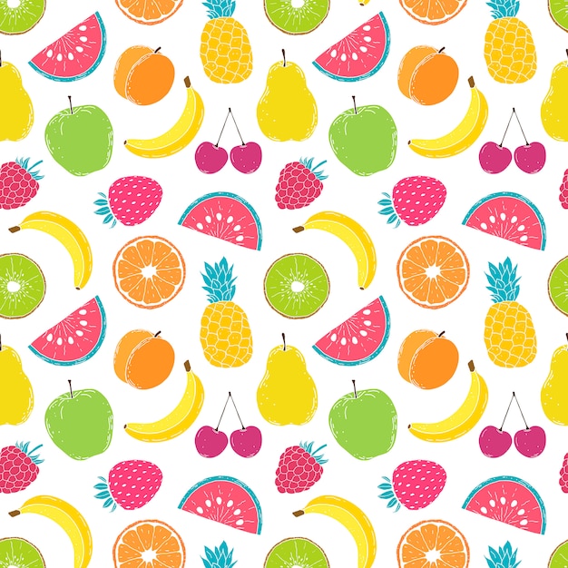 Pattern with colorful fruits