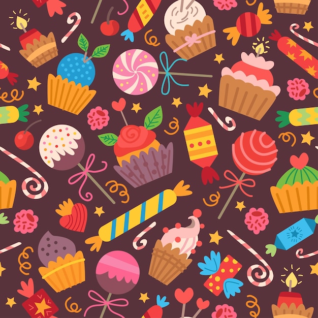 Pattern with colorful sweets candy. For birthday party