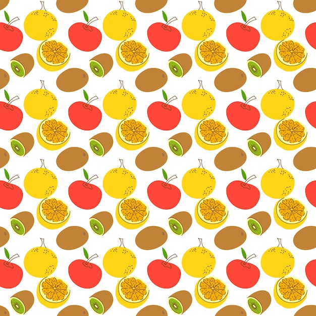 Pattern with element fruits seamless pattern with orange and kiwi vector illustration