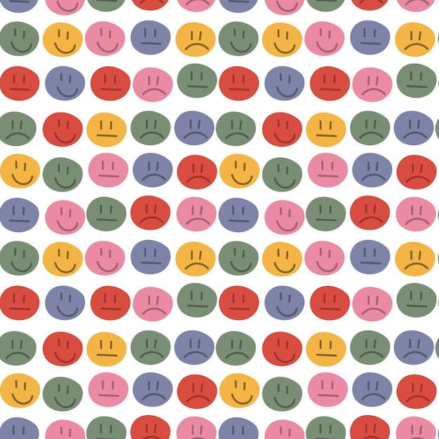 pattern with emotional colored circles Vector icon of emotions in a seamless pattern Funny vector