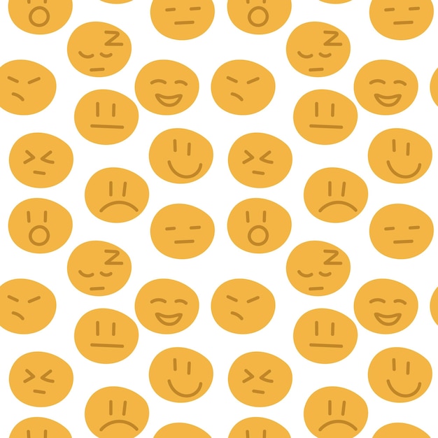 pattern with emotional yellow circles Vector smile icon with seamless pattern Funny vector