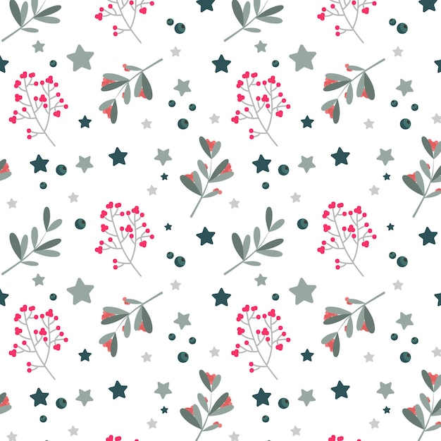 Pattern with flowers in minimalism