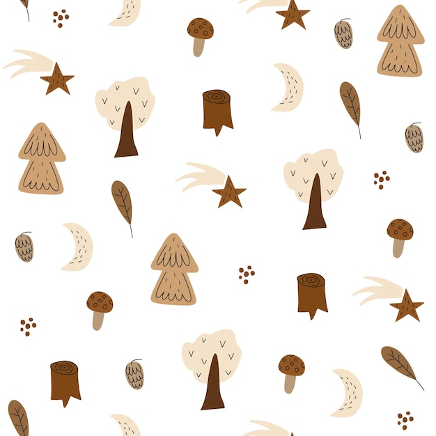 Pattern with forest motives Vector illustration