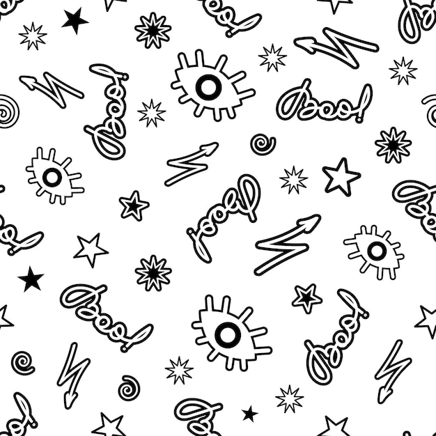 Pattern with handwriting boo inscription vector illustration