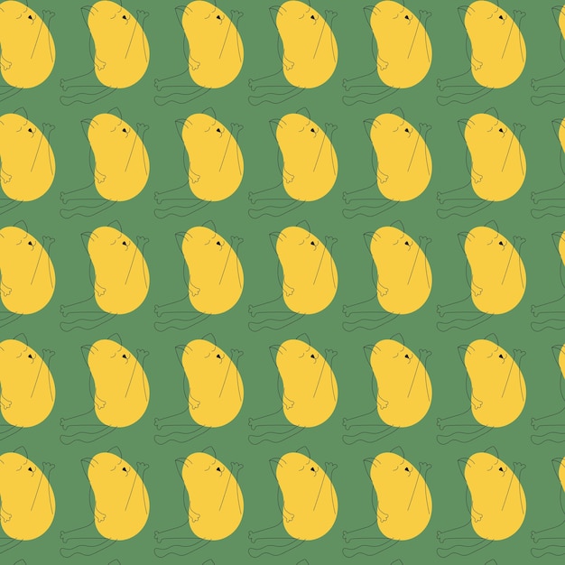 Pattern with line and spot Cat in the style of line art with yellow spot vector illustration