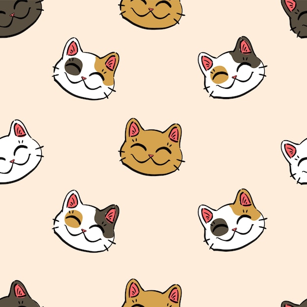 Pattern with  lucky cat (maneki neko)