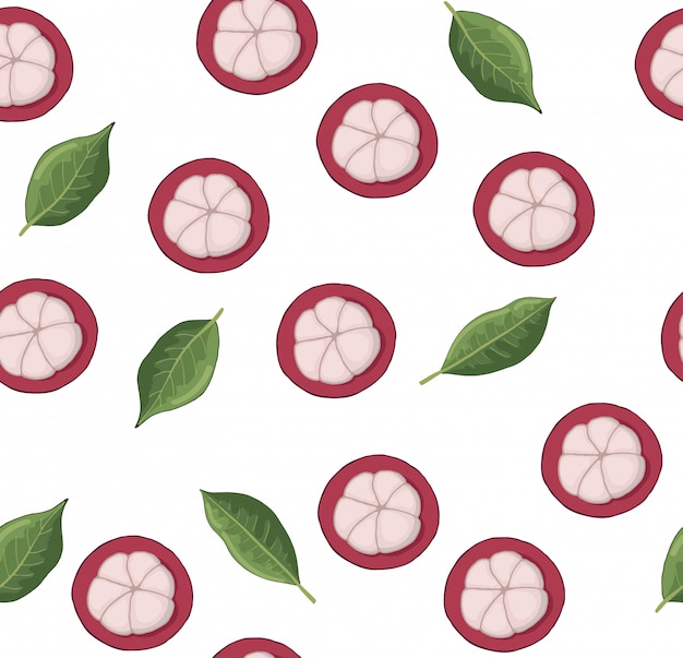 Pattern with mangosteen and leaves