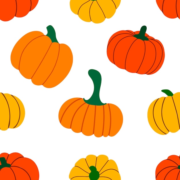 pattern with orange colored autumnal pumpkins