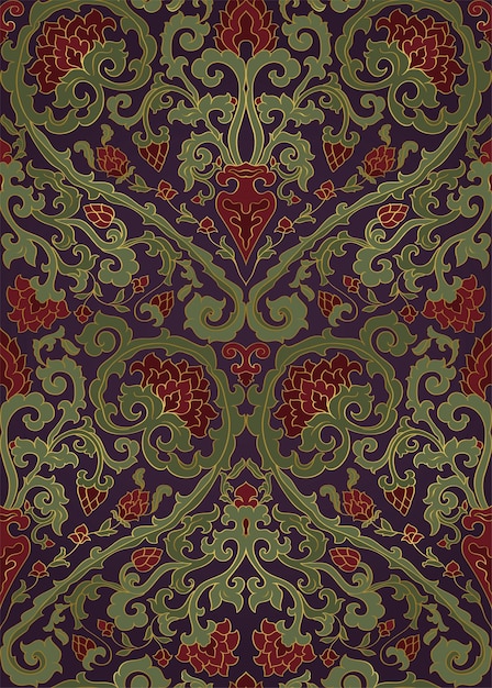 Pattern with ornamental flowers Dark floral ornament Template for wallpaper textile carpet