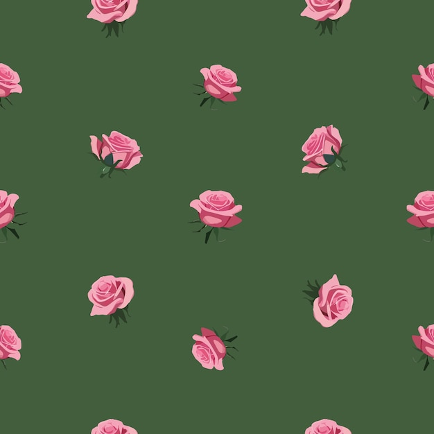 pattern with pink roses on a light green background