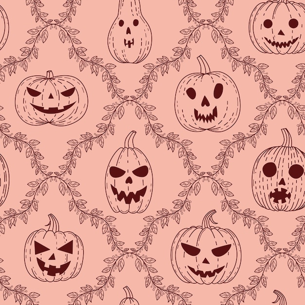 Pattern with pumpkins and baroque pattern