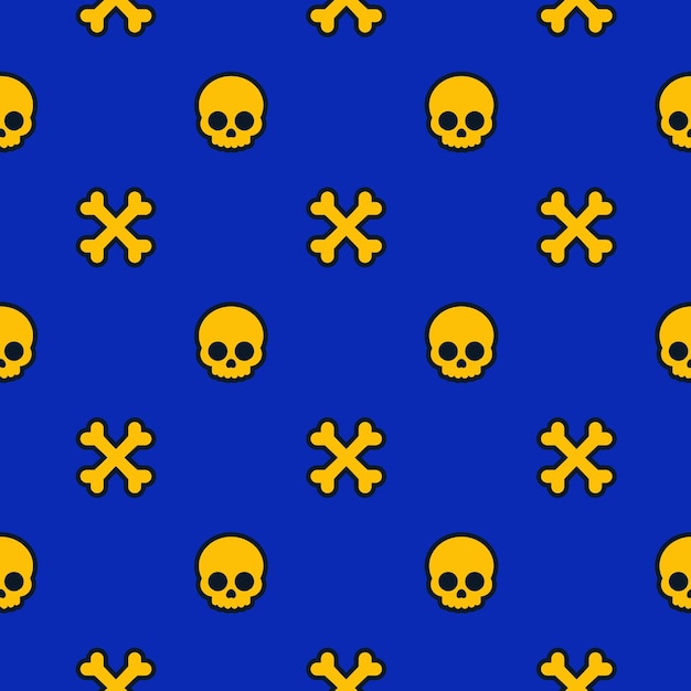 Pattern with skulls and bones halloween background