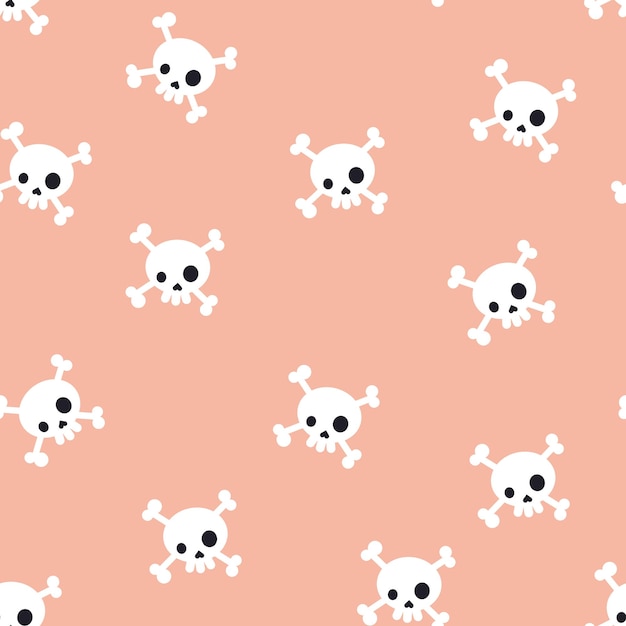 Pattern with skulls on a pink background