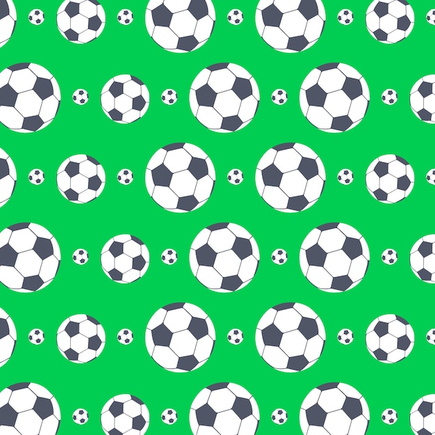 Pattern with soccer balls on a green background Vector illustration