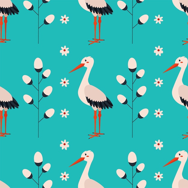 Pattern with stork bird