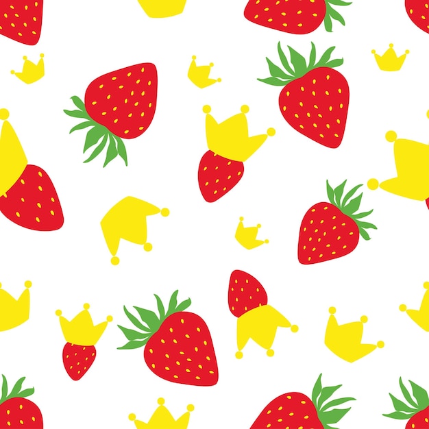 Pattern with strawberries and crowns