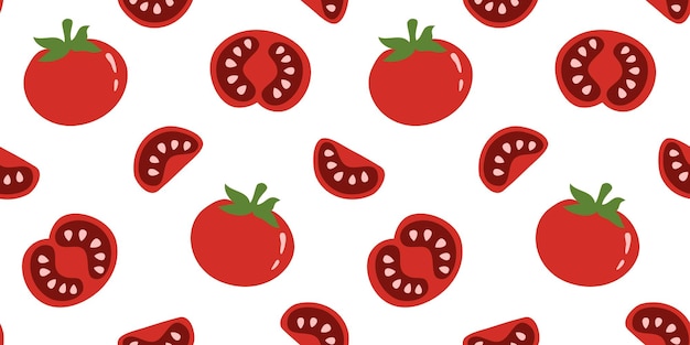 Pattern with tomato slices flat style for fabric paper kitchen