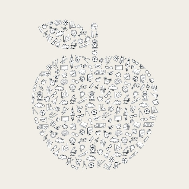 pattern with various education elements as apple