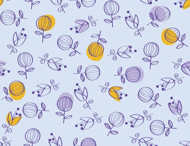 a pattern with yellow simple illustration flowers