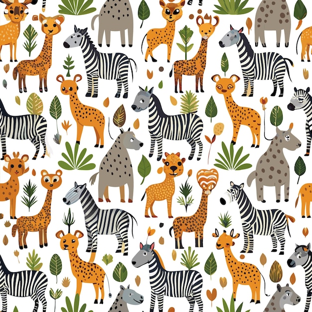 Vector a pattern of zebras and zebras in the wild pattern background