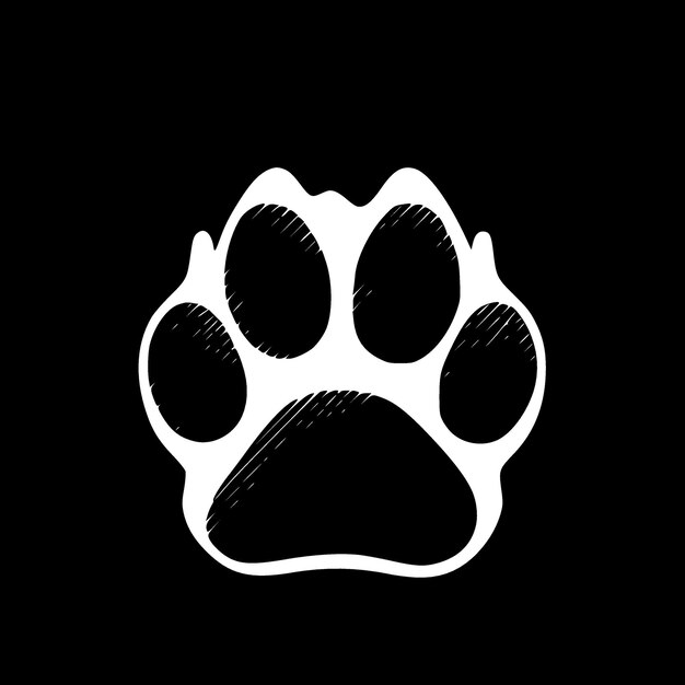 Paw Print Black and White Isolated Icon Vector illustration