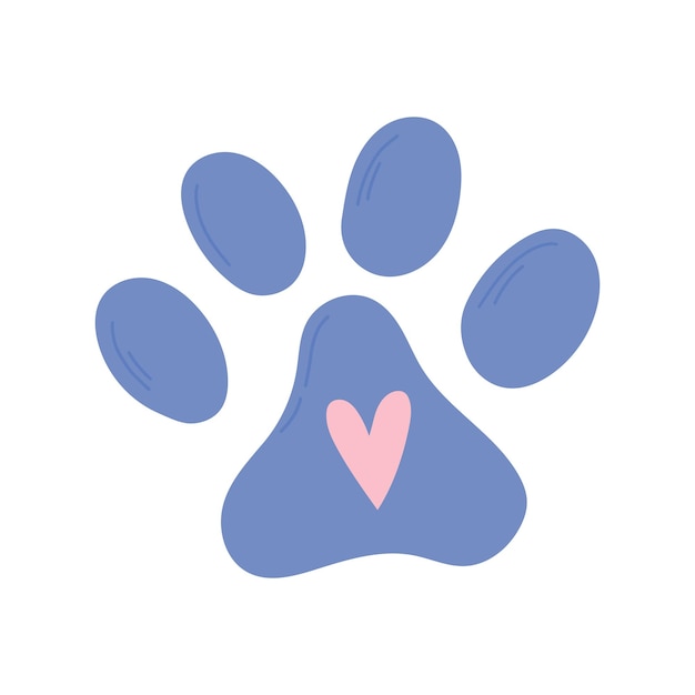 Paw print with heart illustration