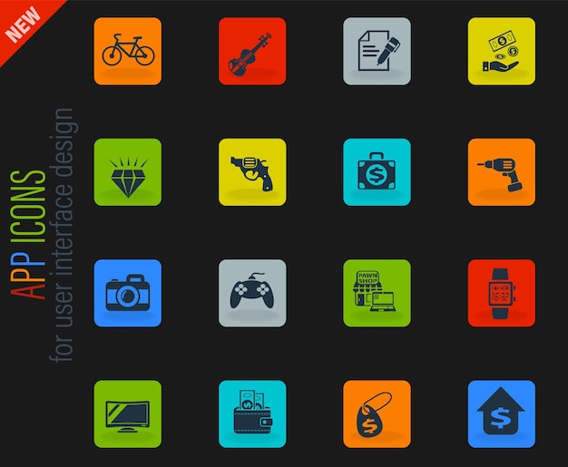 Pawn shop icon set