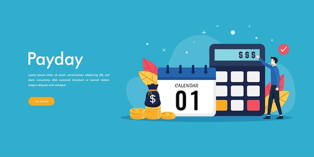 Payment date or payday Payday illustration concept for business banner website or landing page