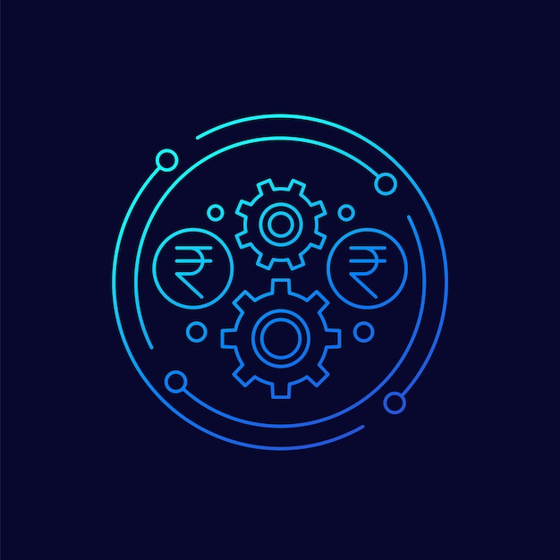 Payment processing icon with rupee line design