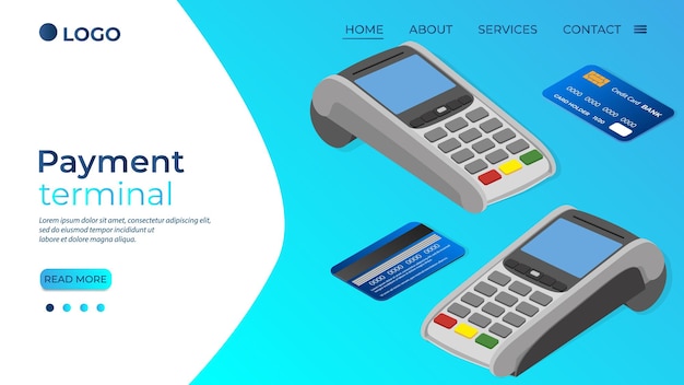 Payment terminal credit card and coinsIsometric image of payment terminals