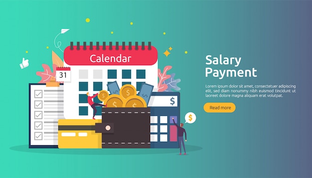 Payroll income concept. salary payment annual bonus. 