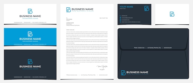 PB or BP house logo with stationery, business card and social media banner designs