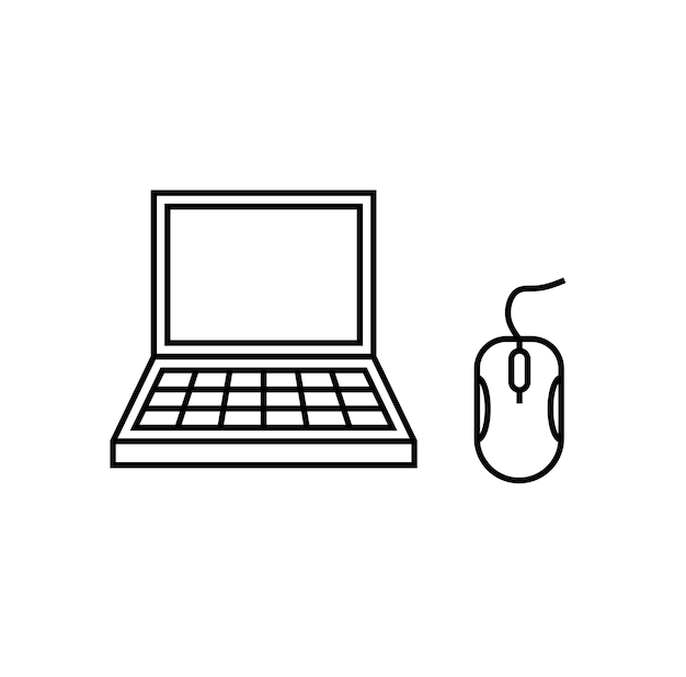 PC and mouse icon vector logo design template