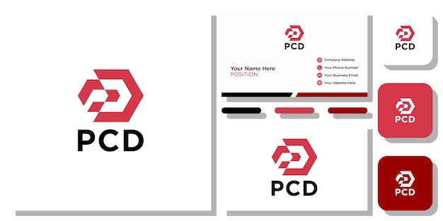 pcd hexagonal alphabet style identity with business card template