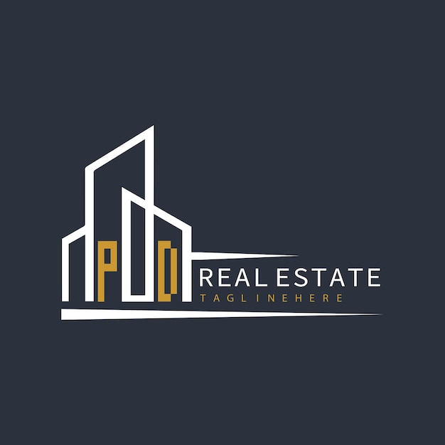 PD initial monogram logo for real estate with building shape creative design