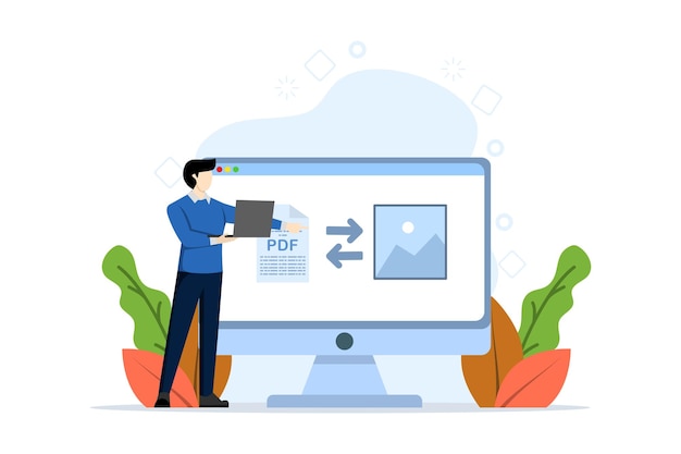 PDF conversion concept with Screen of the process of converting a document to another format