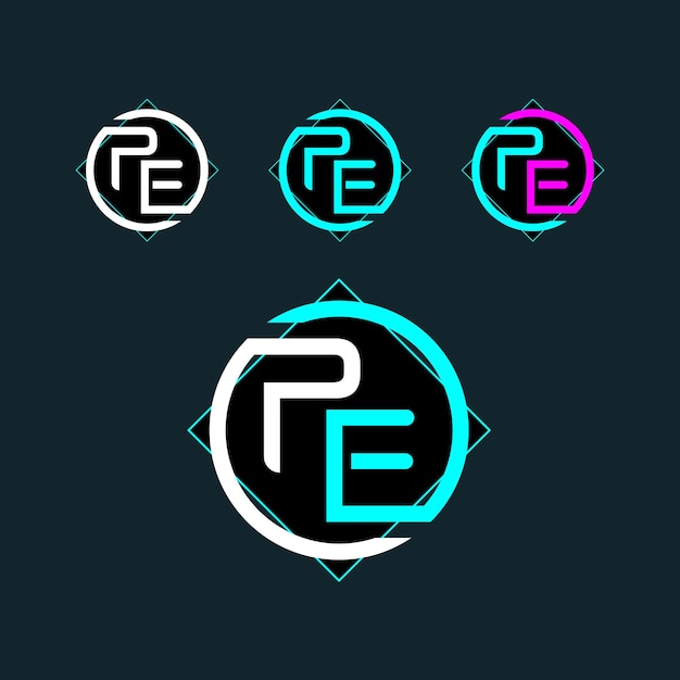 PE EP trendy letter logo design