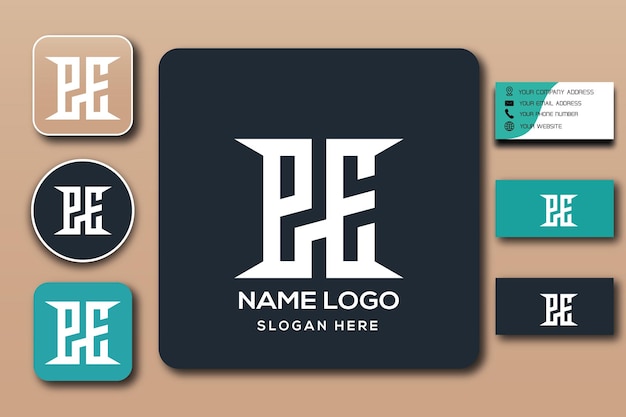 PE monogram logo template