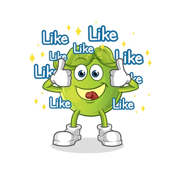 Pea give lots of likes. cartoon vector