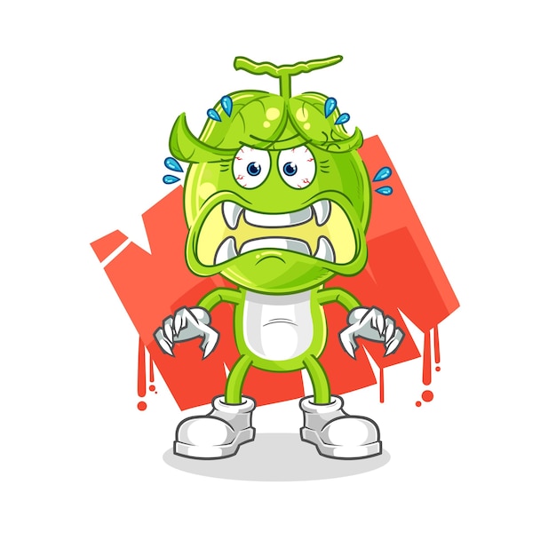 Pea head monster vector cartoon character