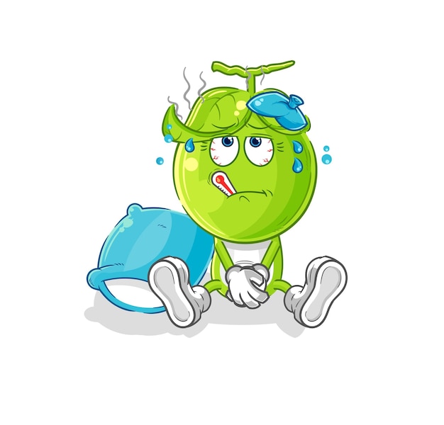 Pea head sick vector cartoon character