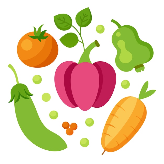 pea potato pumpkin radish vegetables clipart vector art and illustration