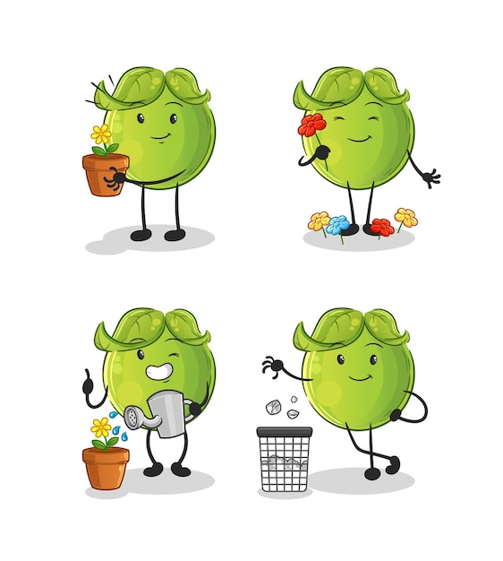 Pea save the earth group. cartoon mascot