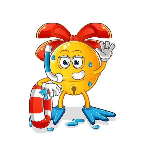 Pea swimmer with buoy mascot. cartoon vector