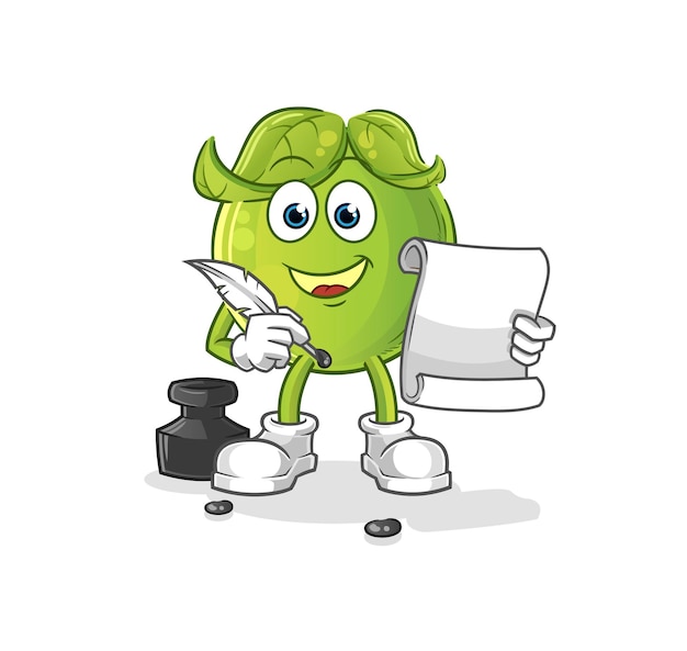 Pea writer vector. cartoon character