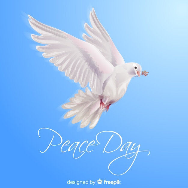 Peace day concept with realistic dove